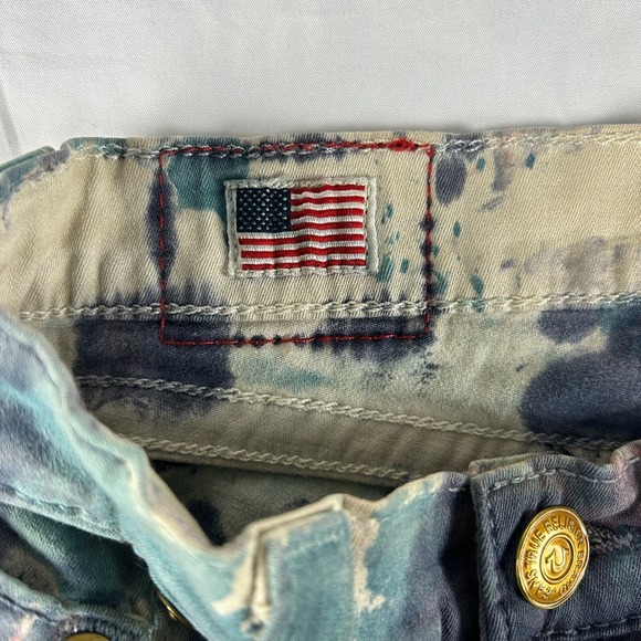 True Religion Jeans Womens 24x28.5โ Halle Tie Dye Blue Skinny Ankle Stretch - Picture 6 of 15